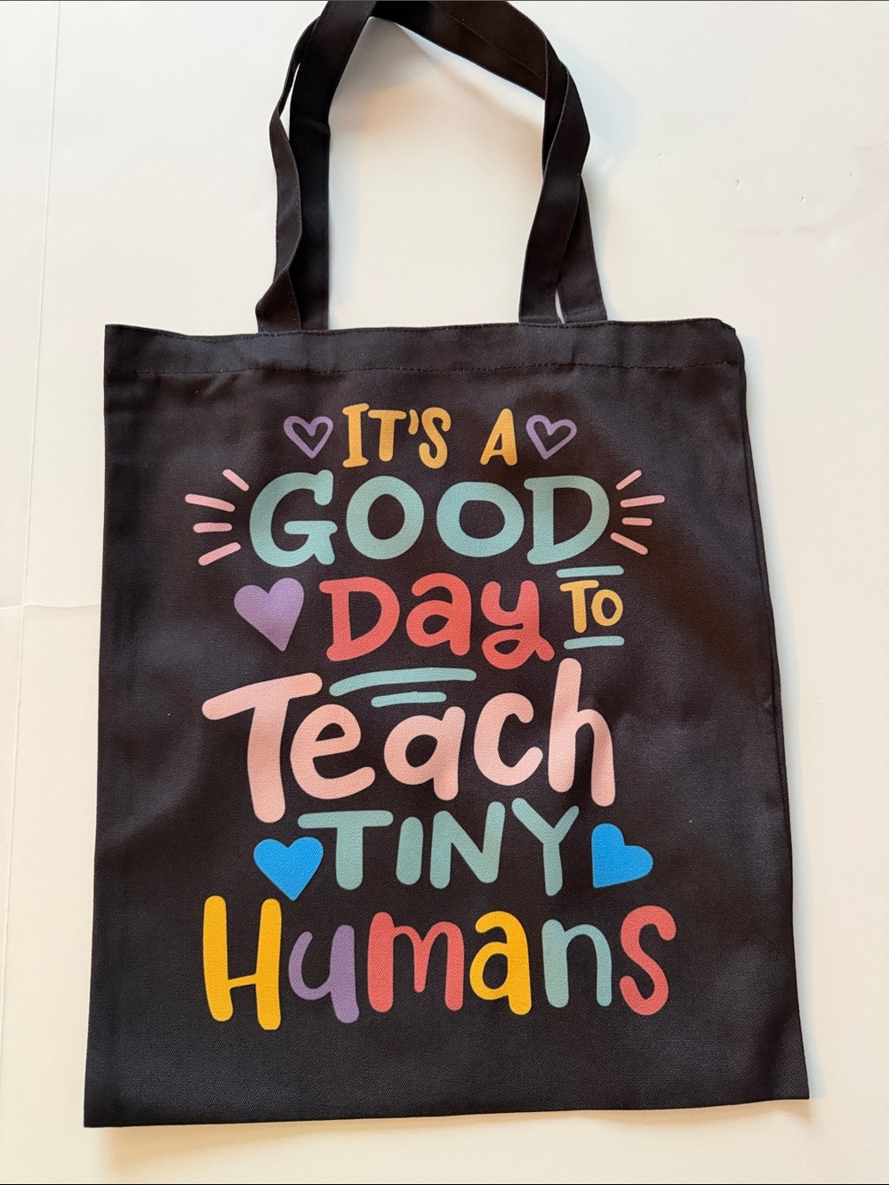 NEW Black Tote Bag 'It's a Good Day to Teach Tiny Humans' Print TEACHER GIFT